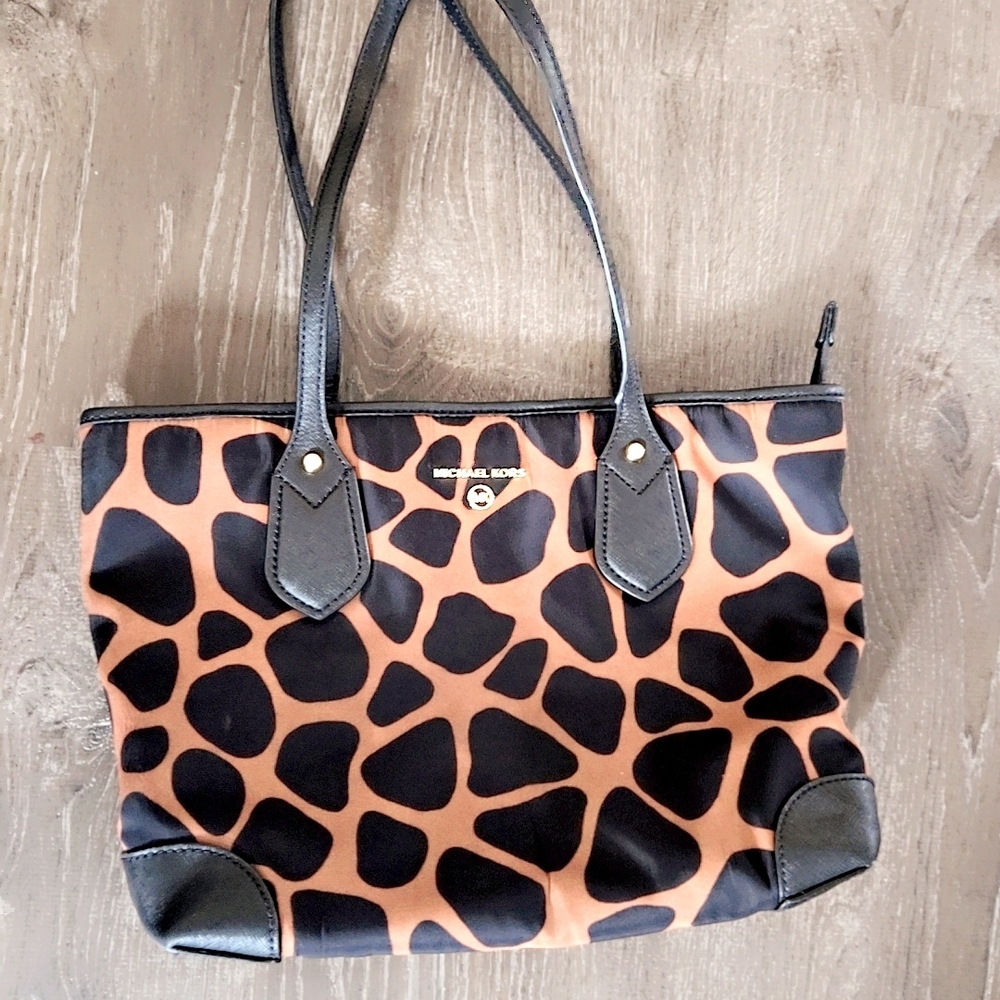Michael Kors Black and Tan Giraffe Print Tote